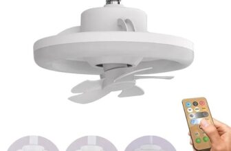CPENSUS Ceiling Fan with LED Light, 3 Color Dimmable(Warm/Neutral/Cool)- 10″ Light/ 7.5″ Oscillating Fan, 3 Speeds for Cabin, Bathroom, Kitchen, Remote Control