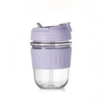BIGJANE Glass Mug with Straw and Lid, 350ml, Leakproof Travel Tumbler