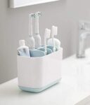 TEKCOOL Toothbrush Holders for Bathroom Multipurpose Storage Holder Stand for Bathroom Toothbrush Tongue Cleaner Soap Comb Razor Shaving Kit and Toiletries Cosmetics Organizer (White)