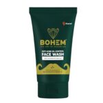 BOHEM Anti Acne Activated Charcoal Face Wash for Oily & Acne Prone Skin | 100ml x 1 | Tea Tree Extract & Vitamin E for Oil Free Pollution Defense, De Tan & Detox | Facewash for Men | All Skin Types