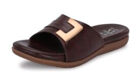 Karaddi Women’s Flats Heel | Back Open Fashion Slippers For Ladies | Elegant Stylish Stone Slip on Sandals Color Brown Size 6 uk/ind