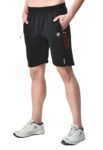 RynoGear Regular Fit Stretchable Shorts for Men with Zipper Pocket for Sports, Gym, Yoga and Running Black