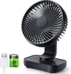 TEKCOOL 4000mAh Rechargeable Desk Fan, Portable Table Fan,USB Fan, USB Battery Powered Quiet Personal Fan,4 Speed for Home Office Travel(Silver)