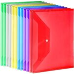CAMPIO Transparent Document Folder – Side Opening Colored Poly-Plastic File Storage Bag with Snap Button – A4 & Legal Size Document Folder for Certificates, Plastic File Organizer – Set of 20