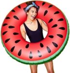 Qolixs Swimming Pool Tube for Adults Big Size Cool Watermelon Shaped Men Swimming Ring Adult Inflatable Pool Float Tube Circle Summer Water Toys Air Mattress