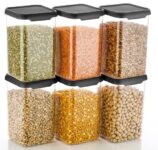 Vaidik enterprise 6 Piece Black Plastic Air Tight Containers | 1100 ml | Kitchen, Pantry Organization | Air Tight, Dishwasher Safe, Bpa-Free