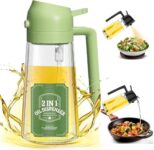 Taulix Oil Dispenser & Oil Sprayer Bottle for Cooking 2 in 1 Oil Dispenser for Kitchen Oil Sprayer For Air Fryer Premium Glass Oil Bottle with Oil Sprayer Oil Pots For Kitchen | Multicolour 500 ML