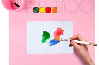 FARIOX Large Silicone Art Mat with Cleaning Cup Multipurpose Silicone Craft Sheet for Painting Clay Resin Casting Flexible Crafting Mat and Children Art Painting Handmade Make Mold and DIY Creations