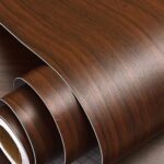 3 Meter Dark Brown Walnut Wood Grain Paper Waterproof Peel and Stick Wallpaper Decorative Furniture Sticker for Kitchen Cabinet Door Table Floor Shelf Drawer Liner Self-Adhesive Film