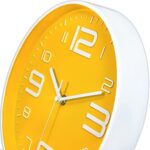 TEKCOOL Wall Clock 12″ Silent Quartz Decorative Latest Wall Clock Non-Ticking Classic Clock Battery Operated Round Easy to Read for Room/Home/Kitchen/Bedroom/Office/School – Analog, Plastic Yellow
