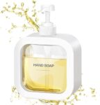 Soap Dispenser,1Pack White Plastic Foam Hand Soap Dispenser for Bathroom, 10 Oz Square Dish Soap Dispenser with Foaming Pump for Kitchen, Refillable Foam Pump Bottle with Labels