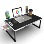 CODEXIAL Technologies Private Limited Mini Laptop Table for Bed, Study Table with Drawer, Tablet/Mobile Holder for Kids & Adults (White-COTTED-Black)