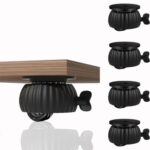 JICOOT Self-Adhesive Caster Wheels with Brake for Furniture,Storage Box,Mop Bucket,Small Universal Pulleys, 360 Degree Rotating Caster Wheels for Appliances, Table Feet, Planters (4Pcs Black/White)