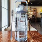 VISBY INDIA TER 2 L Capacity Belt Straw Transparent Motivational Water Bottles|Time Marker Leak Proof&Break-Proof|Best Usage For Office/School/Gym/Travel Bottle|Bpa-Free Fitness Sports Bottle (BLUE)