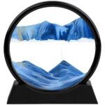 NRUTY Flowing Sand Painting,3D Natural Landscape Dynamic Art Sand Painting,Round Glass 3D Deep Sea Sand Painting Artistic Sandscape for Home Ornament Desktop Art Bookshelves Decoration