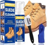 JICOOT Suede & Nubuck Cleaner Foam 200ml | Clean & Protect Dirt & Stains | Includes 3 Sided Suede Brush & Cleaning Cloth, Trainer Cleaner Kit for White Shoes, Knit, Boots, Sneaker, Leather
