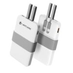 LAPCARE Volt I Pocket Size Power Bank, 10000 mAh, Rapid Charge, 22.5W Output, Outputs -USB | PD Type C | Lightning, LED Indicator, Built in Cables, Built in Protection, Made in India (Grey)