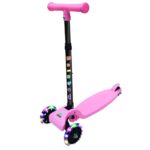 Jaspo Rainbow Kids Kick Scooter (Up to 25kg) – Foldable 3-Wheel Scooter with LED Wheels & Adjustable Handlebars – Fun & Safe Toy for 3+ Year Old Boys & Girls – Lightweight, Durable, Easy to Carry