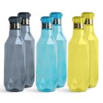 HomeWiz Unbreakable Plastic Water Bottle I Leak Proof I BPA Free Food Grade Fridge Water Bottle I Ideal for Gym, Office, Home, Travel, College, Easy to Clean, 1 Litre Each, Set of 6, Assorted