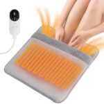 LivTee Electric Heated Foot Warmer for Men and Women, Fast Heating, LCD Display, 3 Temperature Settings, Non-Slip, Machine Washable, Overheat Protection, 10 ft Cord, Perfect for Desk, Bed, Office, Home (Grey)