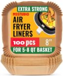 Air Fryer Paper Liners Disposable: 100PCS Non-Stick Parchment Paper, Food Grade Baking Paper for Baking Roasting Microwave (Square)