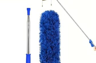 Microfiber Feather Duster Bendable & Extendable Fan Cleaning Duster with 100 inches Expandable Pole Handle Washable Duster for High Ceiling Fans,Window Blinds, Furniture – Blue