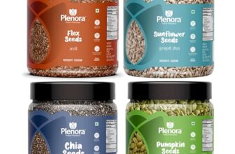 Plenora Combo Of Pumpkin, Chia, Flax & Sunflower Seeds 250G Each | Raw, Unroasted & Natural Total 1000 Grams | Gluten-Free |