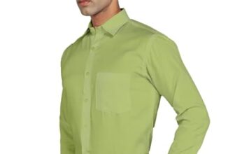 Btfash Men’S Solid Slim Fit Cotton Formal Full Sleeve Shirt | Cutaway Collar Shirt With Pocket | Men Solid Plain & Stylish Shirts | Breathable Fabric (Green_42)