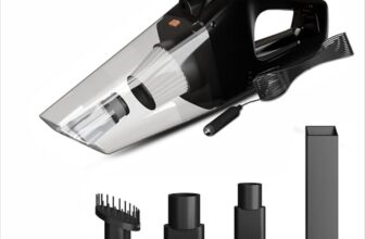 Cockatoo Wl-X07 Handheld Vacuum Cleaner For Car, 12V Dc Car Port Power, 6300Pa Suction, 5M Long Cord, Led Light, Suction Nozzle, Brush, Long Hose, Portable Car Cleaning Tool, Black