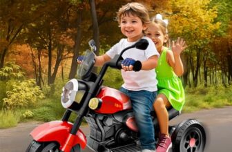 Cockatoo 9E Cruise Electric Bike For Kids With Police Siren, Rechargable Ev Bike For 2-8 Yrs, 12V Battery For 4.5Hr-6Hr Ride With Foot Race, Mp3/Usb, Bt, Button Start, Multicolor Led Light -Red
