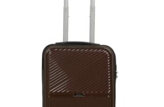 Teakwood Small Size 8 Wheels Trolley Bag, Hard Cabin With Zipper Closure, Adjustable Push Button & Cross Side Strap, Number Lock System 360 Degree (Small, Brown)