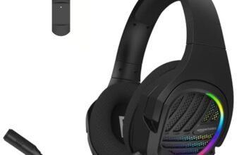 Amazon Basics Tri-Mode Wireless Rgb Gaming Headphones With Detachable Mic,Volume Scroller,Microphone On/Off Button,Type-C Charging Jack, For Pc And Laptop. (Black)