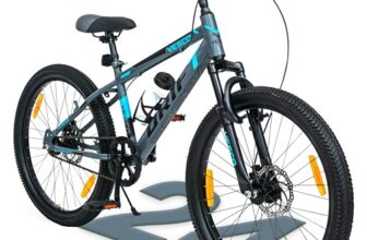 Vesco 24 T Drift Cycle For Big Kids Mtb Mountain Bike | Dual Disk Brake & Front Suspension Single Speed Bicycle For Boys And Girls | 16 Inches Frame | Ideal For 9-14 Years (Grey)