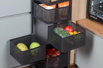 Cello Kitchen Pro Trolley With Wheels | Storage Organizer & Kitchen Accessories Items For Kitchen Storage Rack Square Design Fruits & Vegetable Onion Cutlery | Multi-Purpose Trolley | (Black,Layer 4)