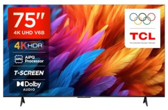 Tcl 189 Cm (75 Inches) Metallic Bezel-Less Series 4K Ultra Hd Smart Led Google Tv 75V6B (Black)