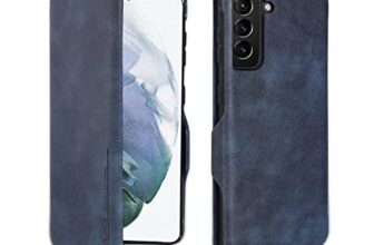 Puloka For Samsung Galaxy S23 – Sleek Flip Case – Premium Vegan Leather Phone Cover With Card Slot – Slim, Durable, Privacy Protection – Kickstand Function – Elegant Flip Wallet Cases – Blue