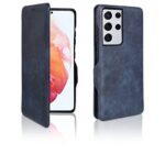 Puloka For Samsung Galaxy S23 Ultra – Sleek Flip Case – Premium Vegan Leather Phone Cover With Card Slot – Slim, Durable, Privacy Protection – Kickstand Function – Elegant Flip Wallet Cases – Blue