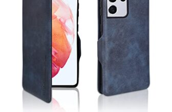 Puloka For Samsung Galaxy S24 Ultra – Sleek Flip Case – Premium Vegan Leather Phone Cover With Card Slot – Slim, Durable, Privacy Protection – Kickstand Function – Elegant Flip Wallet Cases – Blue