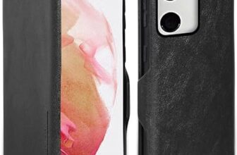 Puloka For Samsung Galaxy S21 Fe – Sleek Flip Case – Premium Vegan Leather Phone Cover With Card Slot – Slim, Durable, Privacy Protection – Kickstand Function – Elegant Flip Wallet Cases – Black