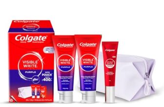Colgate Visible White Purple Toothpaste For Teeth Whitening 240G And Visible White Whitening Booster Gel 13G With Pouch