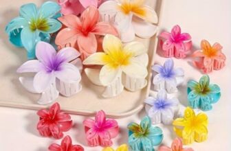 Cerrito 4 Pcs Hawaiian Flower Hair Claw Clips – Plumeria & Hibiscus, Large Nonslip Clutchers For Hair, Strong Hold Hair Accessories For Thick Or Thin Hair, Beach, Everyday Use (Multi-Size, Multicolor)