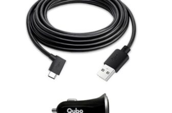 Qubo Car Charger + 3.5 Meter Cable (Type-A To Type-C) | For Dashcam Pro 3K & Pro 2.7K | Single Usb Output | Long-Length Power Supply | Durable Black Pvc