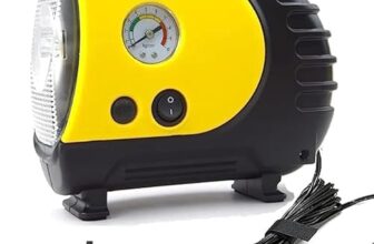 Tantra Mts-27 Car Tire Inflator Portable Air Compressor, 12V Dc 150Psi Tyre Pump With Analogue Pressure Gauge And Led Light (Yellow)