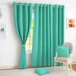 Story@Home Blackout Door Curtains 7 Feet Long Set Of 2 | Solid Printed | 71% Room Darkening Curtain | Thermal Insulated | Curtains For Living Room | (116 X 215 Cm, Mint Green) | Perfect For Home Decor