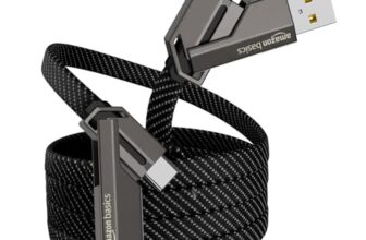 Amazon Basics 4 In 1 Metal Flat Braided Indestructible Cable 110Cm 60W With Lightning To Type C, Type C To C, Lighting To Type A Compatible For Iphones, Ipads, Macbooks, Type C Laptops (Grey)