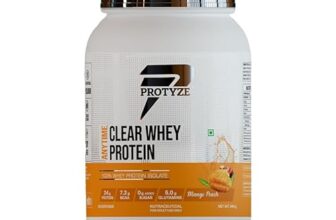 Protyze Anytime Clear Whey Protein Isolate 960Gm | 24G Protein Per Scoop | Mango Peach, 30 Servings | Iso & Haccp Certified | Lean Muscle Growth, Easy Digestion & Refreshing