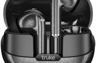 Truke New Launch Buds Aura True Wireless In Ear Earbuds With 70Hrs Of Playtime And Fast Charging Ear Buds, 13Mm Titanium Drivers, Quad-Mic Enc Tws, 40Ms Low Latency Gaming Buds, Bt 5.4 (Carbonblack)
