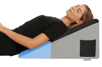 Sleepsia Wedge Pillow For Sleeping | 1 Year Warranty | Back Support Orthopedic Gel Memory Foam Wedge Cushion For Acid Reflux, Pregnancy, Snoring, Gerd, Back & Leg Support- Grey/Black, 20″Lx17.4″Wx10″H