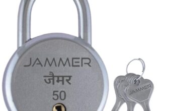 Jammer Round 50 Lock And Keys, 6 Steel Lever, Single Locking, Small Size Padlock For Home, Size 50Mm, Home Improvement Protection Silver Fnish (3 Keys)