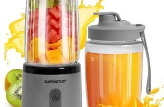 Superstud Blender Mixer Grinder | Mini Blender For Smoothies & Juices | 2-Jar Capacity (400Ml*2) | 45 Watts Bullet Rechargeable Portable Juicer | Auto-Stop After 40S (Ash Grey)